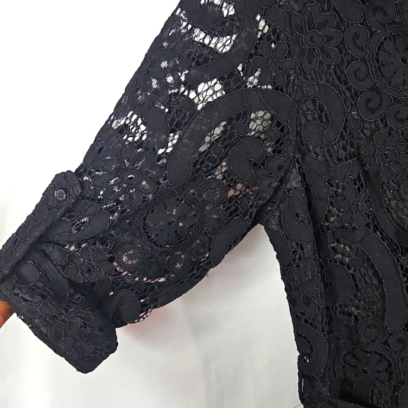 Nanette Lepore Black Buttoned Midi Dress with Notched Collar Size 16 NWT - Picture 7 of 9